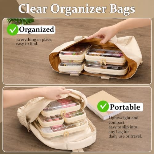 4 pcs Clear Zipper Pouches, Hard Shell Zipper Case, Toiletry Bag - Image 3