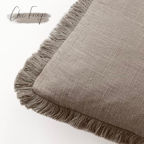 Foindtower Decorative Linen Fringe Lumbar Throw Pillow Covers Cozy Boho - Image 3
