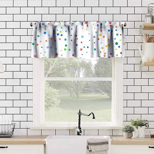 Rainbow Valance Curtain Kids Simple Watercolor Colorful Abstract Spots Rainbow - Image 2