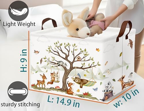 Large Woodland Baby Toy Basket Collapsible Kids Storage Bin Cute Shower Gift - Image 2
