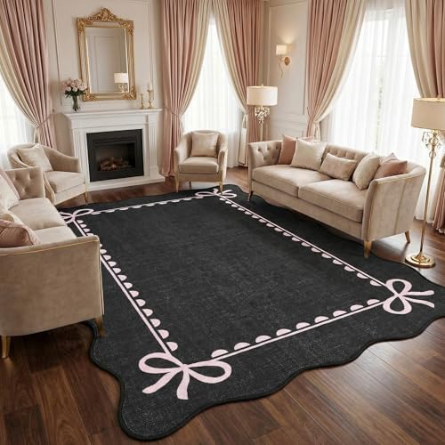 GarveeHome Scalloped Bow Rug 5x7 Washable Rug by GarveeHome