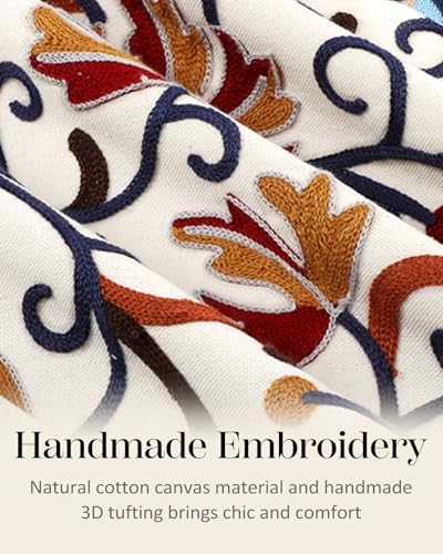 Embroidered Throw Pillow Cover, 18x18 Inch, Fall Floral - Image 2