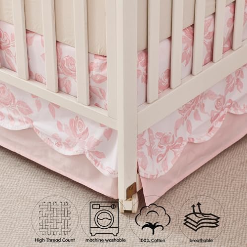 Brandream Scallop Edge Organic Cotton Crib Skirt Girls Toddler Bedskirt Baby - Image 7