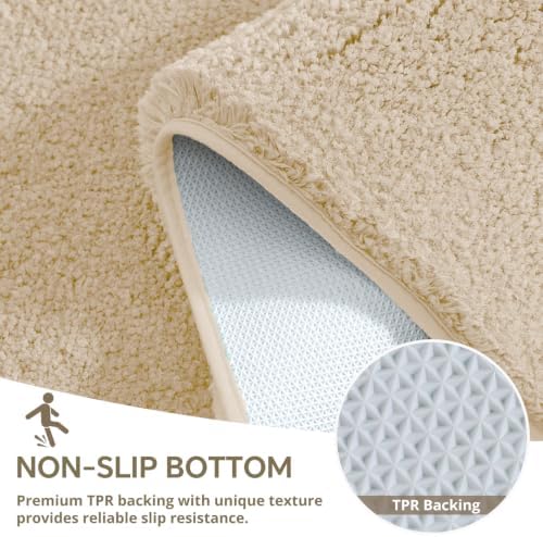 Polyester Bathroom Rug 40"x60" Beige, Large Soft Shaggy Bath Mat - Image 6