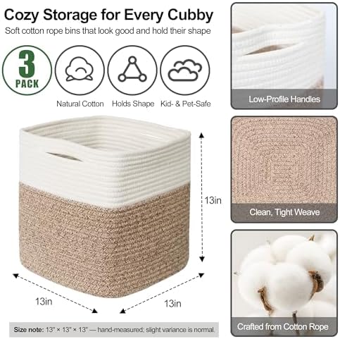 13x13x13 inch Cube Storage Bin, 13 inch Square Storage Cubes - Image 2