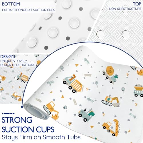 Lnond Kids Non-Slip Bathtub Mat, Extra Long PVC Bath Safety Mat - Image 4