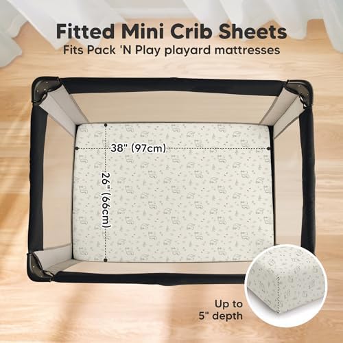 2 Pack and Play Sheets Waterproof Mini Crib Sheet Fitted 38x26 - Image 3