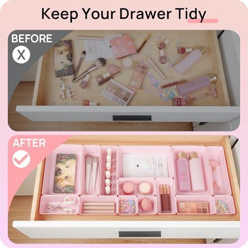 Vtopmart 44 PCS Plastic Drawer Organizers Set, Vanity Organizer Trays - Image 3