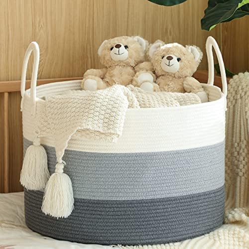 KAKAMAY Large Blanket Basket, Woven Baskets - Image 2