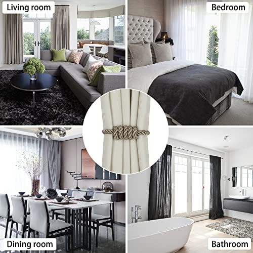 BEL AVENIR Magnetic Curtain Tiebacks 2 Pack Hand-Woven Curtain Ties - Image 5