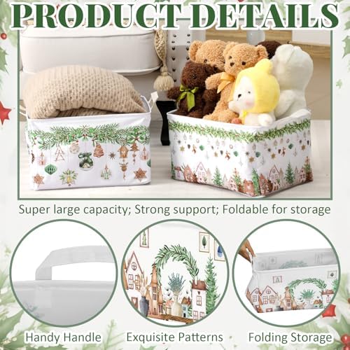 4pcs Christmas Storage Basket Fabric Laundry Baskets - Image 3