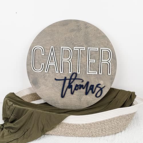 Custom Round Nursery Name Sign, Personalized Wooden Wall Plaque, Baby Shower - Image 2