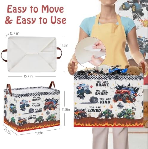 Monster Truck Storage Laundry Basket, Kid Room Decor - Image 3