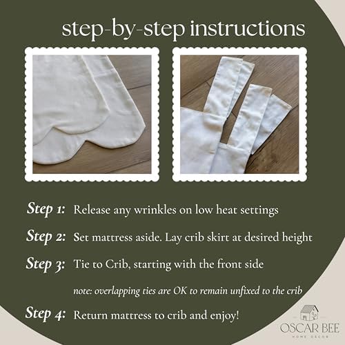 White Crib Skirt Add-On, Crib Bed Skirt, One-Sided 52x28 Inches - Image 6