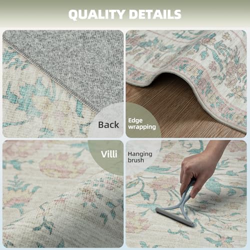 Washable Rugs 8x10 Area Rugs for Living Room, Ultra Soft Faux Wool Retro Carpets - Image 3