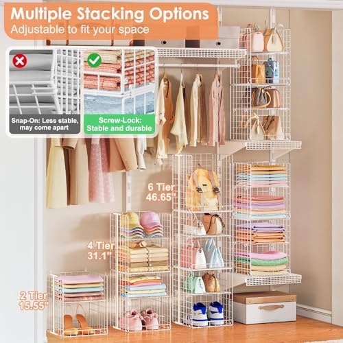 Yuyetuyo 6 Tier Raised-Height Hanging Closet Organizer, Stackable Sweater - Image 4