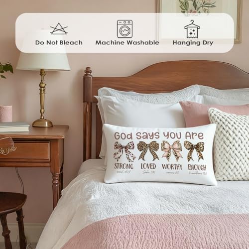 Cheetah Print Bow Throw Pillow Cover 12x20, Leopard Pillowcase - Image 5