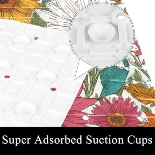 Shower Mat Non Slip, Colorful Daisies Anti Slip Bath Mat - Image 3