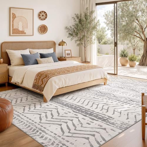 Nakagishi Area Rugs 8x10 Living Room: Washable Boho Large Neutral Soft - Image 6