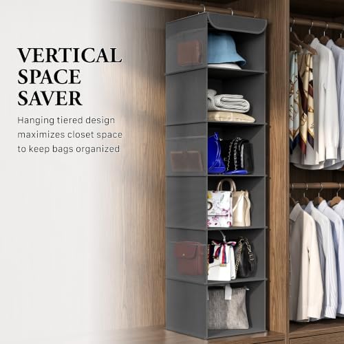 Simple Houseware 6 Shelf Hanging Closet Organizer, Dark Gray - Image 7