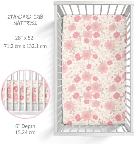 Butterblu Frankie Fitted Crib Sheet 100% Organic Cotton, Pretty Petals - Image 6