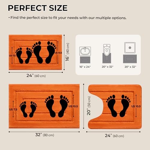 GRANNY SAYS Orange Bathroom Rugs Set 3 Piece, Soft Microfiber Bath Mats - Image 2