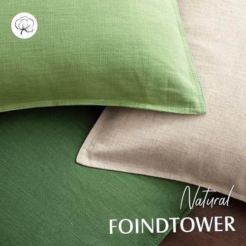 Foindtower Linen Solid Decorative Throw Pillow Covers 20x20 Inch Lime Green - Image 4