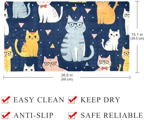 Shower Mat Non Slip, Sunglasses Cats Anti Slip Bath Mat - Image 4