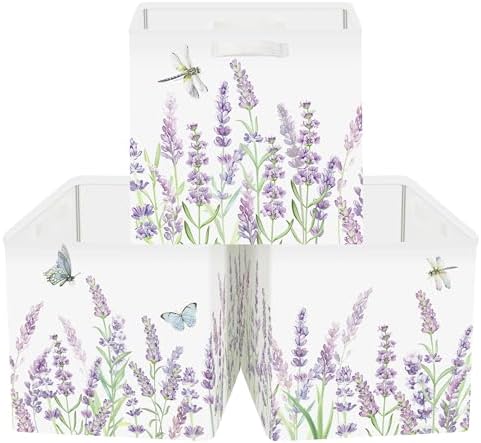 11.8" Wild Flower Storage Cube Organizer Set 3Pcs Clothes Storage Basket Bin by HUUMONSS