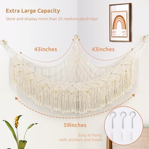 Large Stuffed Animal Net or Hammock, Stuffed Animal Storage Macrame Toy Hammock - Image 5