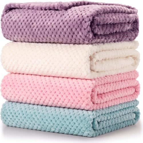 Reginary 4Pcs 30x40 Baby Blanket Fuzzy, Light Blue by Reginary