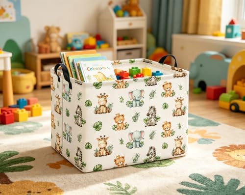 Rectangular Kids Basket Baby Girl Basket Fabric Storage Bin Organizer Box Room - Image 5