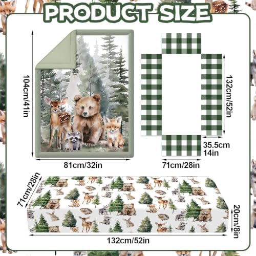 Hahafelt 3 Pcs Woodland Animal Baby Crib Bedding Set - Image 2