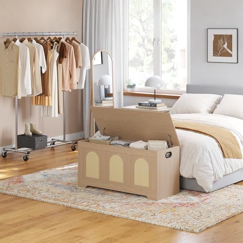 DINZI LVJ Storage Chest, Wooden Toy Box, Natural Oak 39.4" L - Image 2
