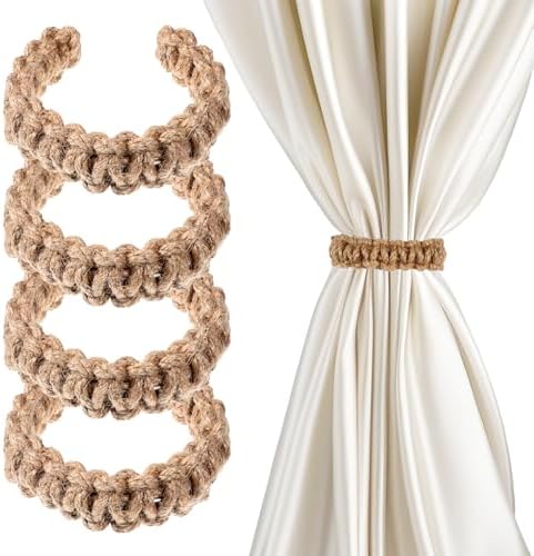 Ptwola 4 Pack Braided Curtain Tiebacks Boho Elegant Rustic Curtain Holdbacks by Unknown