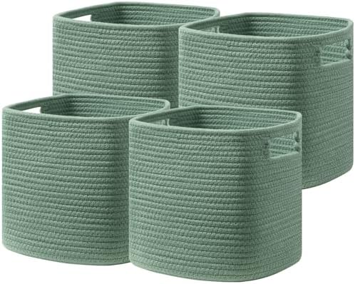 UBBCARE Set of 4 Storage Basket-11 X 10.5 X 10.5 In, Cotton Rope Basket by UBBCARE