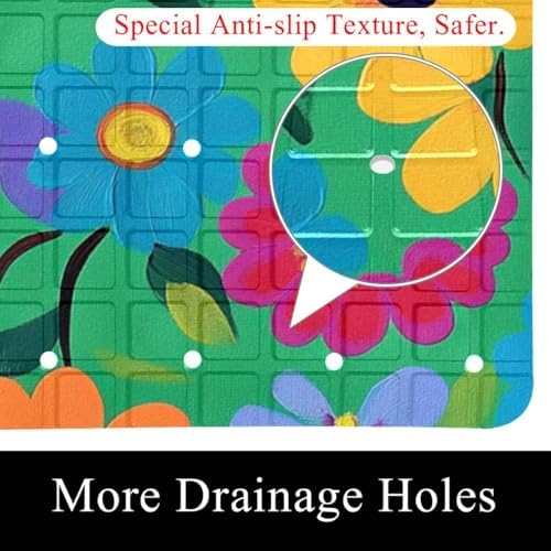 Bath Tub Shower Mat, Washable Bathtub Floor Mats, Suction Cups and Drain Holes - Image 2