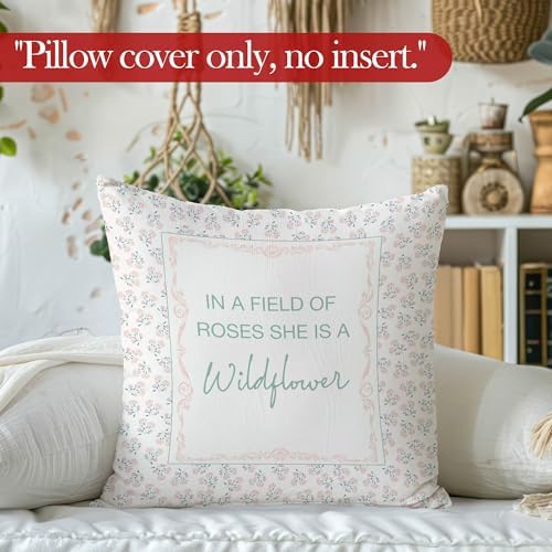 in A Field of Roses She is A Wildflower Throw Pillow Cover, Baby Girl Nursery - Image 2
