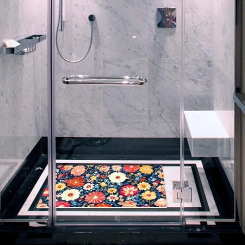 Bathtub Mat Non Slip 26.8x15.1In, Colorful Flower Bath Mat - Image 6
