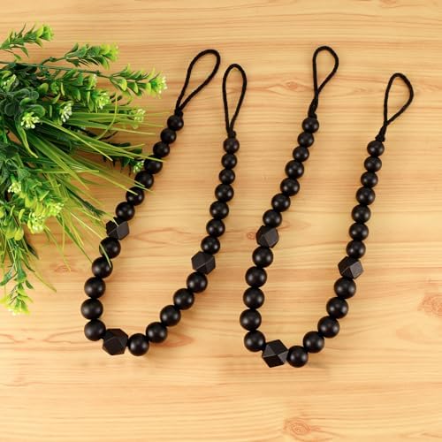 KLOGTSIND Wood Bead Curtain Tiebacks, 4 Pack Curtain Tie Backs - Image 6