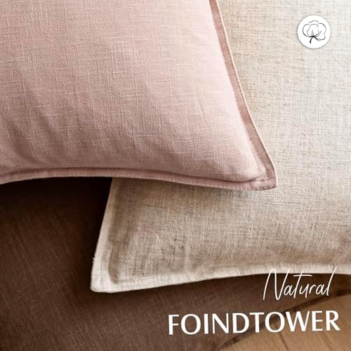 Foindtower Linen Solid Decorative Throw Pillow Covers 20x20 Inch Light Pink - Image 4