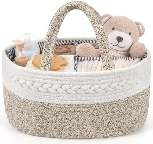 Maliton Extra Large Diaper Caddy Organizer, Cotton Rope Nursery Basket by Maliton