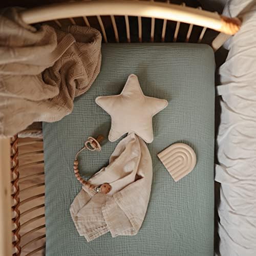 mushie Extra Soft Muslin Fitted Crib Sheet | 192 Thread Count | 28"x 52" - Image 3