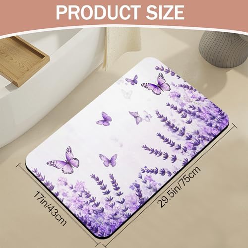 Diatomaceous Earth Bath Mat, Lavender Butterfly Bath Rugs - Image 2