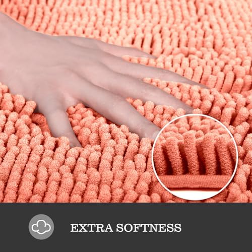 Yeaban Chenille Coral Bathroom Rug 24"x36", Non-Slip Rubber Backing - Image 2