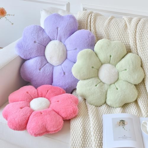 Flower Pillow, Cute Daisy Decorative Throw Pillows, Hot Pink, 15 Inches - Image 3