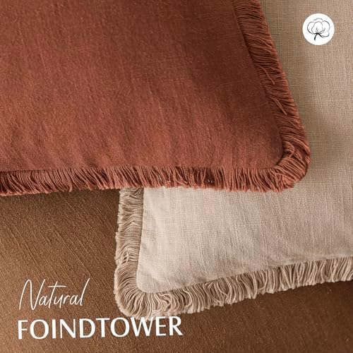 Foindtower Decorative Linen Fringe Throw Pillow Covers Cozy Boho Farmhouse - Image 4