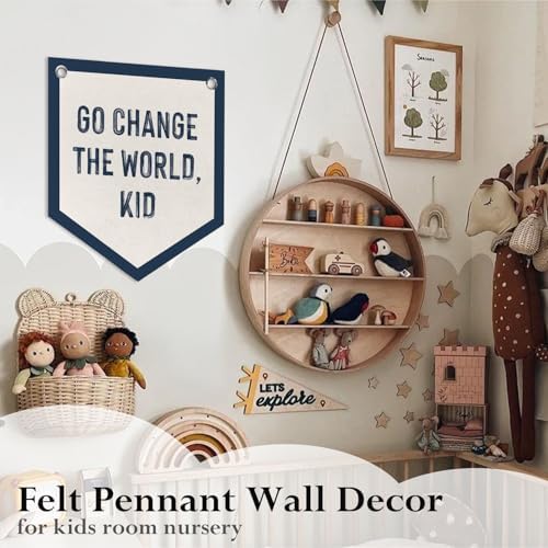 Toddler Nursery Decor Go Change The World Kid Felt Pennant Flags - Image 2