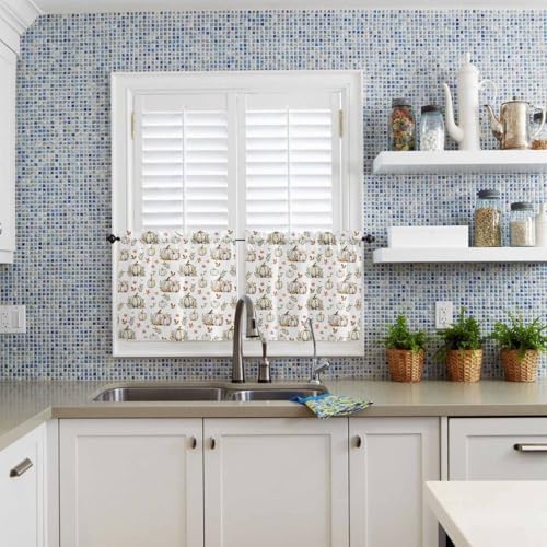 Vandarllin Fall Floral Leaves Kitchen Curtains and Valances Set, Thanksgiving - Image 5