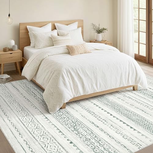 Nakagishi Boho 5x7 Area Rug Living Room Rugs Machine Washable Green - Image 5